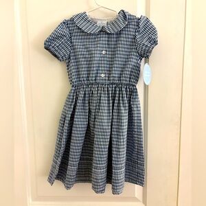 Little English Classic Blue Gingham Girls Dress sz 6 NWT